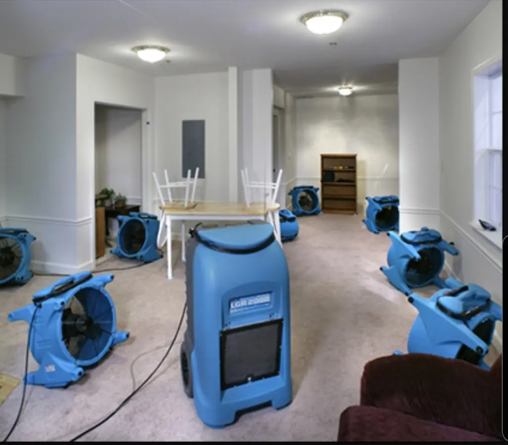 Air movers and dehumidifier setup for Water Extraction & Removal in Lecanto